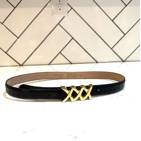 Vintage Accessories - Vintage 90s Aimee Lynn BeIt Italian lined Croco Leather Gold Tone buckle Size M